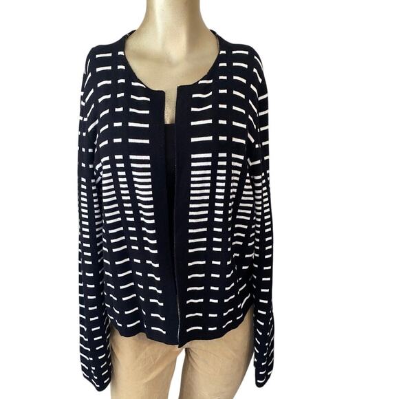 Liz Claiborne Sweaters - Liz Claiborne Women Size Large Sweater Open Cardigan Black White Classic Office